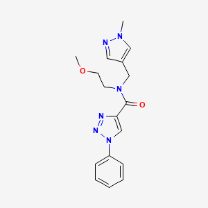 molecular formula C17H20N6O2 B5388331 N-(2-methoxyethyl)-N-[(1-methyl-1H-pyrazol-4-yl)methyl]-1-phenyl-1H-1,2,3-triazole-4-carboxamide 