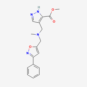 molecular formula C17H18N4O3 B5388378 methyl 4-({methyl[(3-phenyl-5-isoxazolyl)methyl]amino}methyl)-1H-pyrazole-3-carboxylate 
