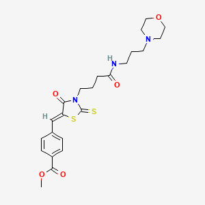 molecular formula C23H29N3O5S2 B5388395 methyl 4-{[3-(4-{[3-(4-morpholinyl)propyl]amino}-4-oxobutyl)-4-oxo-2-thioxo-1,3-thiazolidin-5-ylidene]methyl}benzoate 