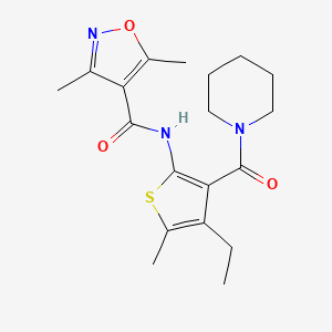 molecular formula C19H25N3O3S B5388536 N-[4-ethyl-5-methyl-3-(piperidine-1-carbonyl)thiophen-2-yl]-3,5-dimethyl-1,2-oxazole-4-carboxamide 