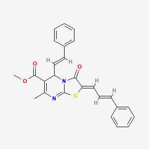 molecular formula C26H22N2O3S B5388553 methyl 7-methyl-3-oxo-2-(3-phenyl-2-propen-1-ylidene)-5-(2-phenylvinyl)-2,3-dihydro-5H-[1,3]thiazolo[3,2-a]pyrimidine-6-carboxylate 