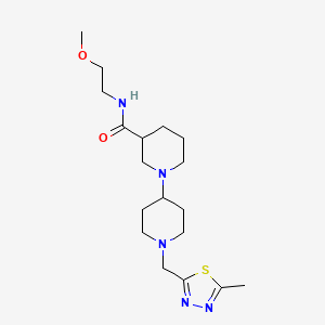 molecular formula C18H31N5O2S B5388743 N-(2-methoxyethyl)-1'-[(5-methyl-1,3,4-thiadiazol-2-yl)methyl]-1,4'-bipiperidine-3-carboxamide 