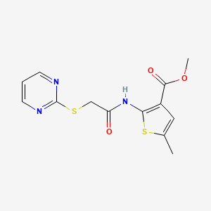 molecular formula C13H13N3O3S2 B5388772 methyl 5-methyl-2-{[(2-pyrimidinylthio)acetyl]amino}-3-thiophenecarboxylate 