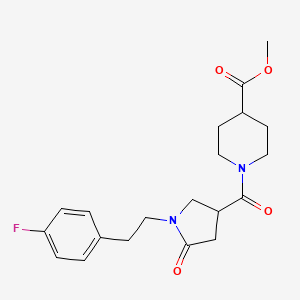 molecular formula C20H25FN2O4 B5388806 methyl 1-({1-[2-(4-fluorophenyl)ethyl]-5-oxopyrrolidin-3-yl}carbonyl)piperidine-4-carboxylate 