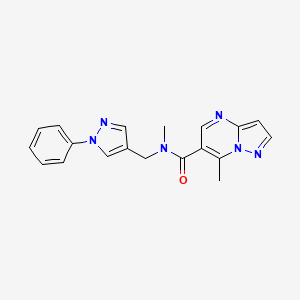 molecular formula C19H18N6O B5388905 N,7-dimethyl-N-[(1-phenyl-1H-pyrazol-4-yl)methyl]pyrazolo[1,5-a]pyrimidine-6-carboxamide 