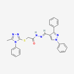 molecular formula C27H23N7OS B5389079 N'-[(1,3-diphenyl-1H-pyrazol-4-yl)methylene]-2-[(5-methyl-4-phenyl-4H-1,2,4-triazol-3-yl)thio]acetohydrazide 