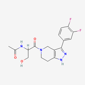 molecular formula C17H18F2N4O3 B5389196 N-[2-[3-(3,4-difluorophenyl)-1,4,6,7-tetrahydro-5H-pyrazolo[4,3-c]pyridin-5-yl]-1-(hydroxymethyl)-2-oxoethyl]acetamide 