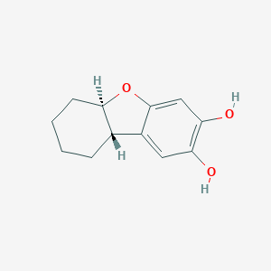 molecular formula C12H14O3 B053892 (5aR,9aS)-5a,6,7,8,9,9a-hexahydrodibenzofuran-2,3-diol CAS No. 112473-12-8