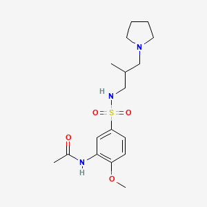 molecular formula C17H27N3O4S B5389300 N-[2-methoxy-5-({[2-methyl-3-(1-pyrrolidinyl)propyl]amino}sulfonyl)phenyl]acetamide 