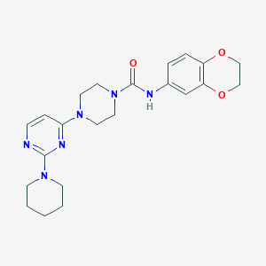 molecular formula C22H28N6O3 B5389378 N-(2,3-dihydro-1,4-benzodioxin-6-yl)-4-[2-(1-piperidinyl)-4-pyrimidinyl]-1-piperazinecarboxamide 