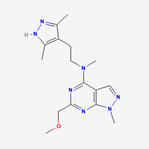 molecular formula C16H23N7O B5389463 N-[2-(3,5-dimethyl-1H-pyrazol-4-yl)ethyl]-6-(methoxymethyl)-N,1-dimethyl-1H-pyrazolo[3,4-d]pyrimidin-4-amine 