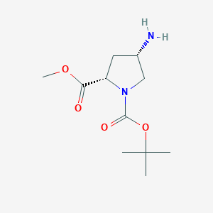 molecular formula C11H20N2O4 B053895 (2S,4S)-1-叔丁基 2-甲基 4-氨基吡咯烷-1,2-二羧酸酯 CAS No. 121148-01-4
