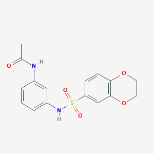 molecular formula C16H16N2O5S B5389502 N-{3-[(2,3-dihydro-1,4-benzodioxin-6-ylsulfonyl)amino]phenyl}acetamide 