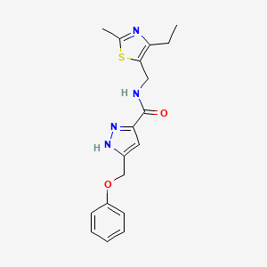 molecular formula C18H20N4O2S B5389569 N-[(4-ethyl-2-methyl-1,3-thiazol-5-yl)methyl]-5-(phenoxymethyl)-1H-pyrazole-3-carboxamide 