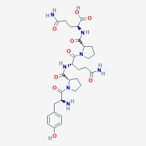 molecular formula C29H41N7O9 B053896 (2S)-5-amino-2-[[(2S)-1-[(2S)-5-amino-2-[[(2S)-1-[(2S)-2-amino-3-(4-hydroxyphenyl)propanoyl]pyrrolidine-2-carbonyl]amino]-5-oxopentanoyl]pyrrolidine-2-carbonyl]amino]-5-oxopentanoic acid CAS No. 114691-30-4