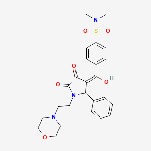 molecular formula C25H29N3O6S B5389613 4-{4-hydroxy-1-[2-(morpholin-4-yl)ethyl]-5-oxo-2-phenyl-2,5-dihydro-1H-pyrrole-3-carbonyl}-N,N-dimethylbenzene-1-sulfonamide 