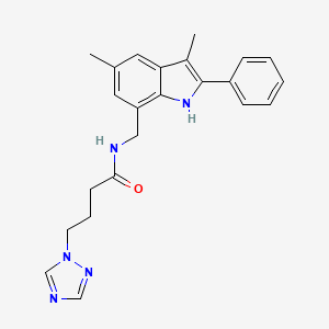 molecular formula C23H25N5O B5389794 N-[(3,5-dimethyl-2-phenyl-1H-indol-7-yl)methyl]-4-(1,2,4-triazol-1-yl)butanamide 