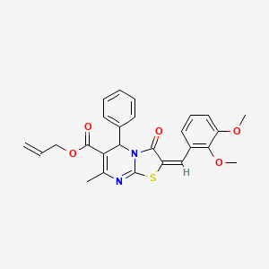 molecular formula C26H24N2O5S B5390244 ALLYL (2E)-2-(2,3-DIMETHOXYBENZYLIDENE)-7-METHYL-3-OXO-5-PHENYL-2,3-DIHYDRO-5H-[1,3]THIAZOLO[3,2-A]PYRIMIDINE-6-CARBOXYLATE 