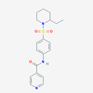 molecular formula C19H23N3O3S B5390348 N-{4-[(2-ethylpiperidin-1-yl)sulfonyl]phenyl}pyridine-4-carboxamide 