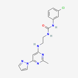 molecular formula C17H18ClN7O B5390382 N-(3-chlorophenyl)-N'-(2-{[2-methyl-6-(1H-pyrazol-1-yl)-4-pyrimidinyl]amino}ethyl)urea 