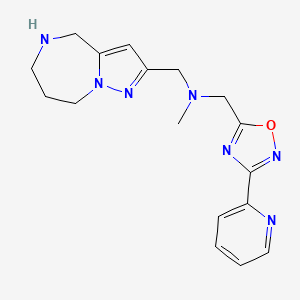 molecular formula C17H21N7O B5390517 N-methyl-1-[3-(2-pyridinyl)-1,2,4-oxadiazol-5-yl]-N-(5,6,7,8-tetrahydro-4H-pyrazolo[1,5-a][1,4]diazepin-2-ylmethyl)methanamine 