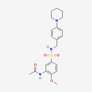 molecular formula C21H27N3O4S B5390610 N-[2-methoxy-5-({[4-(1-piperidinyl)benzyl]amino}sulfonyl)phenyl]acetamide 