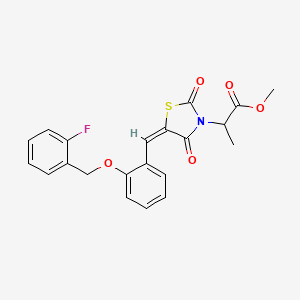 molecular formula C21H18FNO5S B5390739 methyl 2-[(5E)-5-{2-[(2-fluorobenzyl)oxy]benzylidene}-2,4-dioxo-1,3-thiazolidin-3-yl]propanoate 