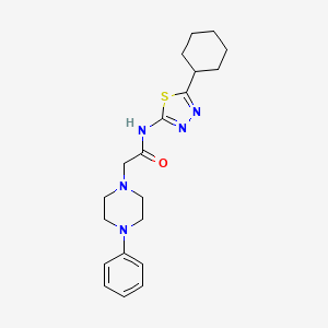 molecular formula C20H27N5OS B5390826 N-(5-cyclohexyl-1,3,4-thiadiazol-2-yl)-2-(4-phenylpiperazin-1-yl)acetamide 