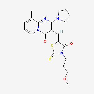 molecular formula C21H24N4O3S2 B5390883 (5Z)-3-(3-methoxypropyl)-5-[(9-methyl-4-oxo-2-pyrrolidin-1-ylpyrido[1,2-a]pyrimidin-3-yl)methylidene]-2-sulfanylidene-1,3-thiazolidin-4-one 