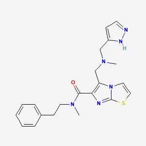 molecular formula C21H24N6OS B5390891 N-methyl-5-[[methyl(1H-pyrazol-5-ylmethyl)amino]methyl]-N-(2-phenylethyl)imidazo[2,1-b][1,3]thiazole-6-carboxamide 