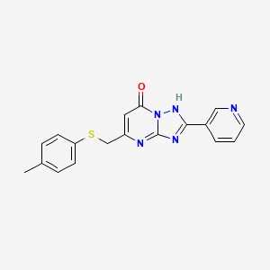 molecular formula C18H15N5OS B5390921 5-{[(4-methylphenyl)sulfanyl]methyl}-2-(pyridin-3-yl)[1,2,4]triazolo[1,5-a]pyrimidin-7(4H)-one 