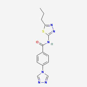 molecular formula C14H14N6OS B5390934 N-(5-propyl-1,3,4-thiadiazol-2-yl)-4-(1,2,4-triazol-4-yl)benzamide 