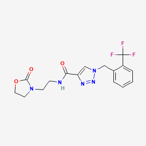 molecular formula C16H16F3N5O3 B5390969 N-[2-(2-oxo-1,3-oxazolidin-3-yl)ethyl]-1-[2-(trifluoromethyl)benzyl]-1H-1,2,3-triazole-4-carboxamide 
