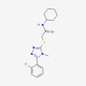 molecular formula C17H21FN4OS B5391005 N-cyclohexyl-2-{[5-(2-fluorophenyl)-4-methyl-4H-1,2,4-triazol-3-yl]sulfanyl}acetamide 