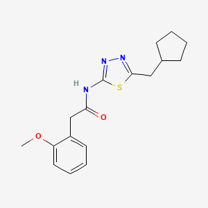 molecular formula C17H21N3O2S B5391203 N-[5-(cyclopentylmethyl)-1,3,4-thiadiazol-2-yl]-2-(2-methoxyphenyl)acetamide 