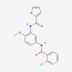 molecular formula C19H15ClN2O4 B5391268 N-{5-[(2-chlorobenzoyl)amino]-2-methoxyphenyl}-2-furamide 