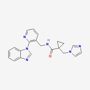 molecular formula C21H20N6O B5391554 N-{[2-(1H-benzimidazol-1-yl)pyridin-3-yl]methyl}-1-(1H-imidazol-1-ylmethyl)cyclopropanecarboxamide 