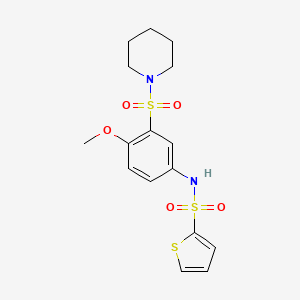 molecular formula C16H20N2O5S3 B5391597 N-[4-methoxy-3-(1-piperidinylsulfonyl)phenyl]-2-thiophenesulfonamide 