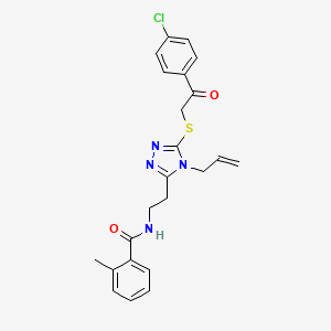 molecular formula C23H23ClN4O2S B5391665 N-[2-[5-[2-(4-chlorophenyl)-2-oxoethyl]sulfanyl-4-prop-2-enyl-1,2,4-triazol-3-yl]ethyl]-2-methylbenzamide 