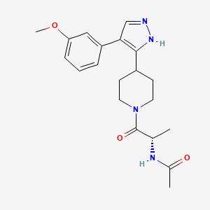 molecular formula C20H26N4O3 B5392065 N-[(2S)-1-[4-[4-(3-methoxyphenyl)-1H-pyrazol-5-yl]piperidin-1-yl]-1-oxopropan-2-yl]acetamide 