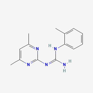molecular formula C14H17N5 B5392068 N'-(4,6-DIMETHYLPYRIMIDIN-2-YL)-N-(2-METHYLPHENYL)GUANIDINE 