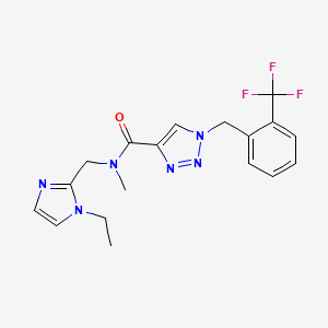 molecular formula C18H19F3N6O B5392087 N-[(1-ethyl-1H-imidazol-2-yl)methyl]-N-methyl-1-[2-(trifluoromethyl)benzyl]-1H-1,2,3-triazole-4-carboxamide 