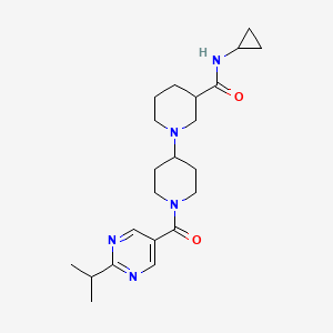 molecular formula C22H33N5O2 B5392168 N-cyclopropyl-1'-[(2-isopropylpyrimidin-5-yl)carbonyl]-1,4'-bipiperidine-3-carboxamide 