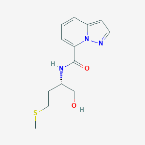 molecular formula C13H17N3O2S B5392206 N-[(1S)-1-(hydroxymethyl)-3-(methylthio)propyl]pyrazolo[1,5-a]pyridine-7-carboxamide 