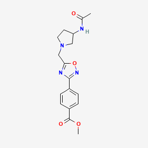 molecular formula C17H20N4O4 B5392319 methyl 4-(5-{[3-(acetylamino)-1-pyrrolidinyl]methyl}-1,2,4-oxadiazol-3-yl)benzoate 
