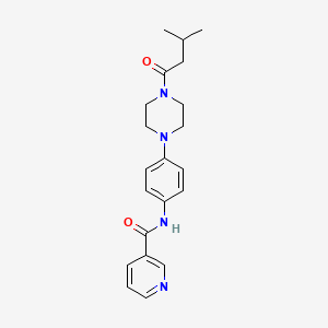 molecular formula C21H26N4O2 B5392426 N-{4-[4-(3-methylbutanoyl)-1-piperazinyl]phenyl}nicotinamide 