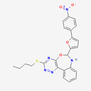 molecular formula C24H21N5O4S B5392508 3-(Butylsulfanyl)-6-[5-(4-nitrophenyl)-2-furyl]-6,7-dihydro[1,2,4]triazino[5,6-D][3,1]benzoxazepine 