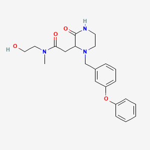 molecular formula C22H27N3O4 B5392594 N-(2-hydroxyethyl)-N-methyl-2-[3-oxo-1-(3-phenoxybenzyl)-2-piperazinyl]acetamide 