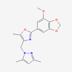 molecular formula C18H19N3O4 B5392650 4-[(3,5-dimethyl-1H-pyrazol-1-yl)methyl]-2-(7-methoxy-1,3-benzodioxol-5-yl)-5-methyl-1,3-oxazole 