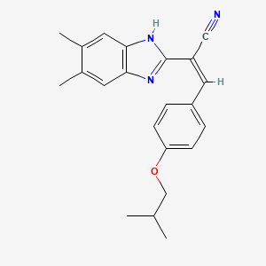 molecular formula C22H23N3O B5392693 (2Z)-2-(5,6-dimethyl-1H-benzimidazol-2-yl)-3-[4-(2-methylpropoxy)phenyl]prop-2-enenitrile 